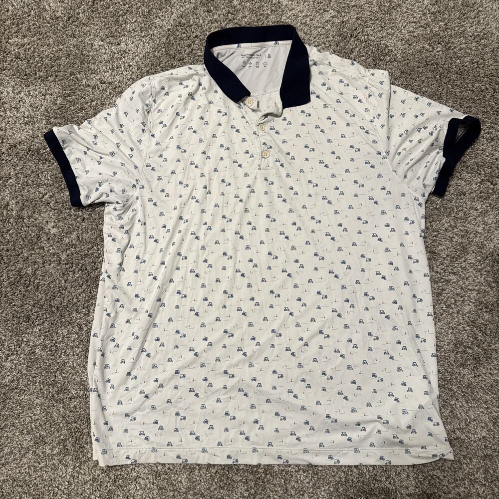 Abercrombie & Fitch Soft A&F Air Knit Polo Men's Size XL GOLF AOP Preppy